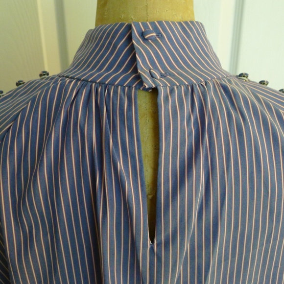 {Set} Stripe Mock Neck Blouse - Sz M - Picture 7 of 11
